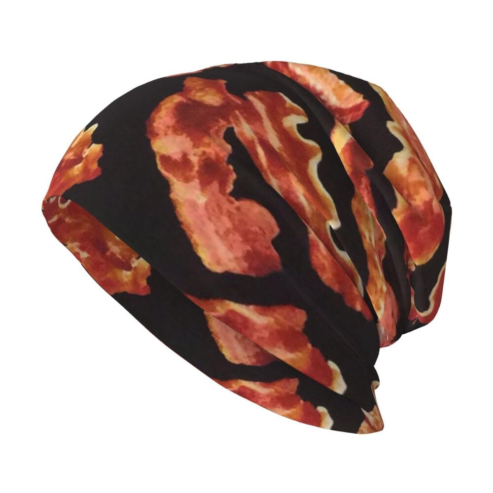 8790 Bacon Printing Slouchy Beanie & , Hip-Hop Soft Lightweight Baggy Skull